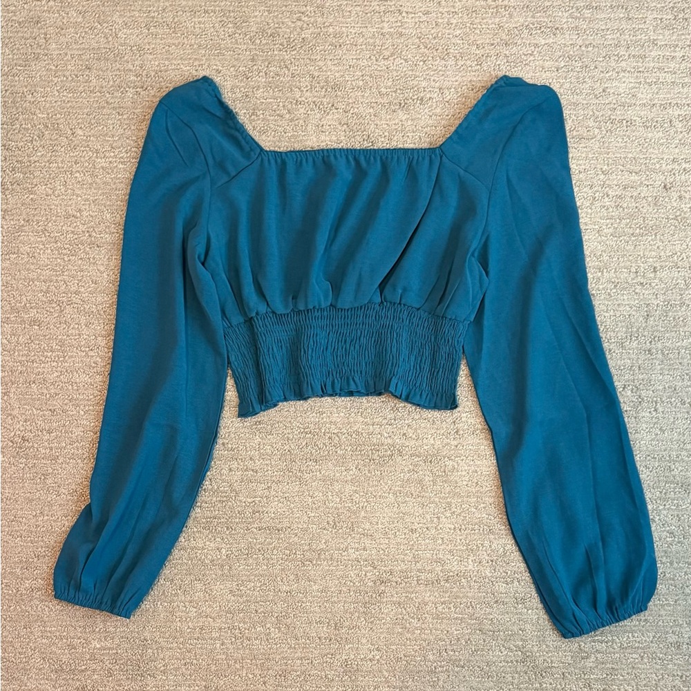 SHEIN Teal Long Sleeve Blouse